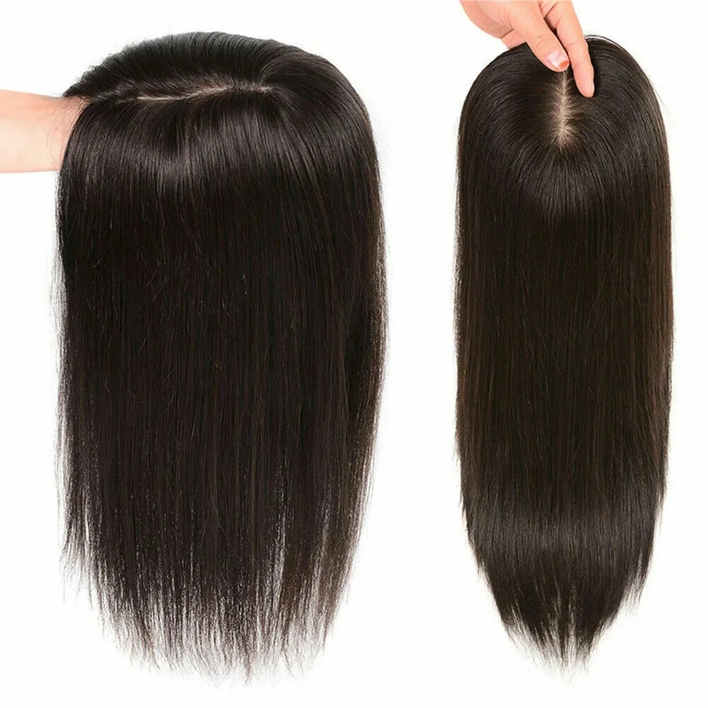Human Hair Topper – Mono Base Clip-In for Thinning Hair