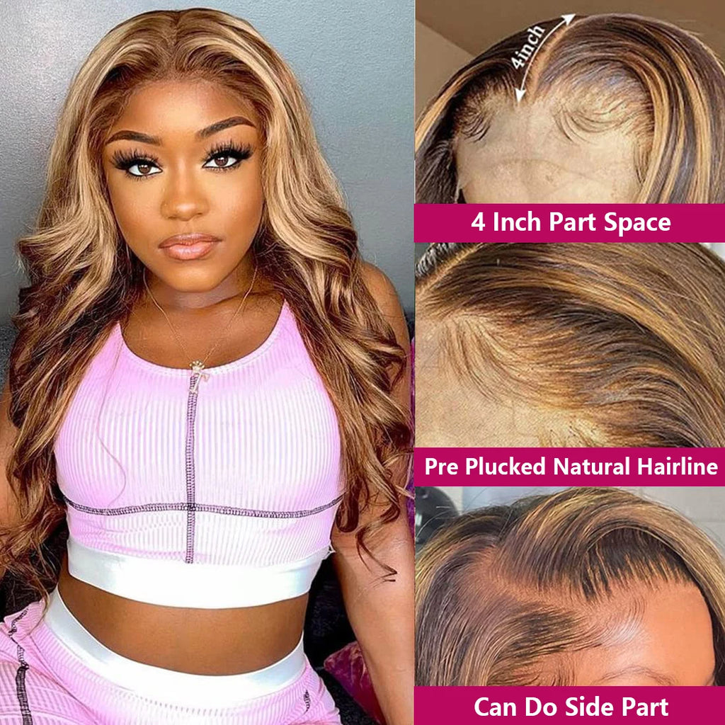 Honey Blonde Highlight Ombre Body Wave 13x6 HD Lace Front Wig