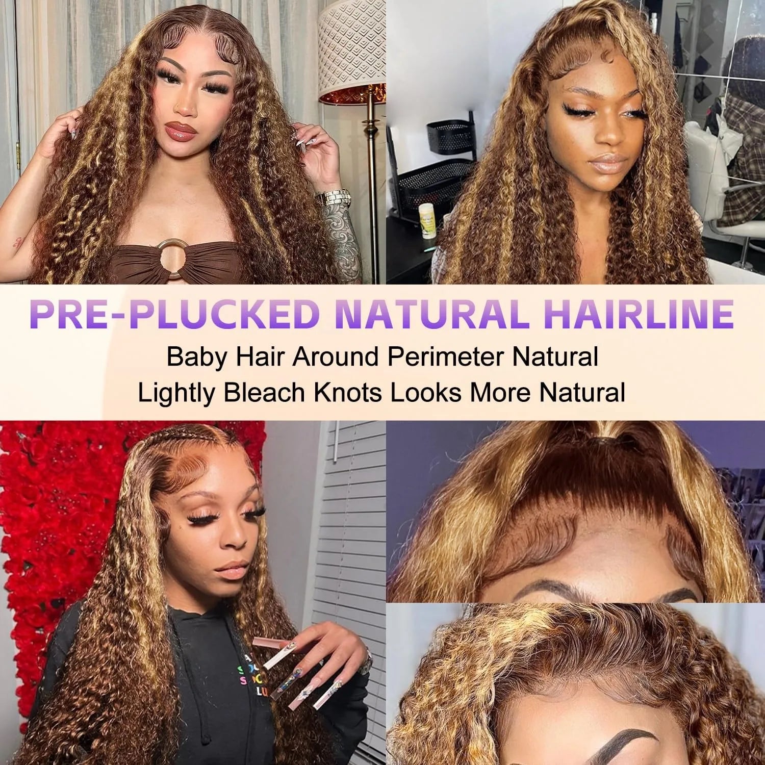 Honey Blonde Ombre Highlight Deep Wave 13x6 HD Lace Wig