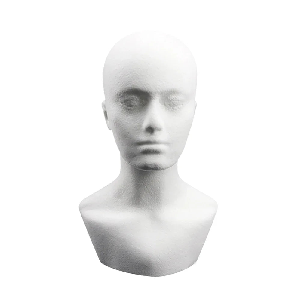 Foam Mannequin Head Display Stand – Wig, Hat & Glasses Holder