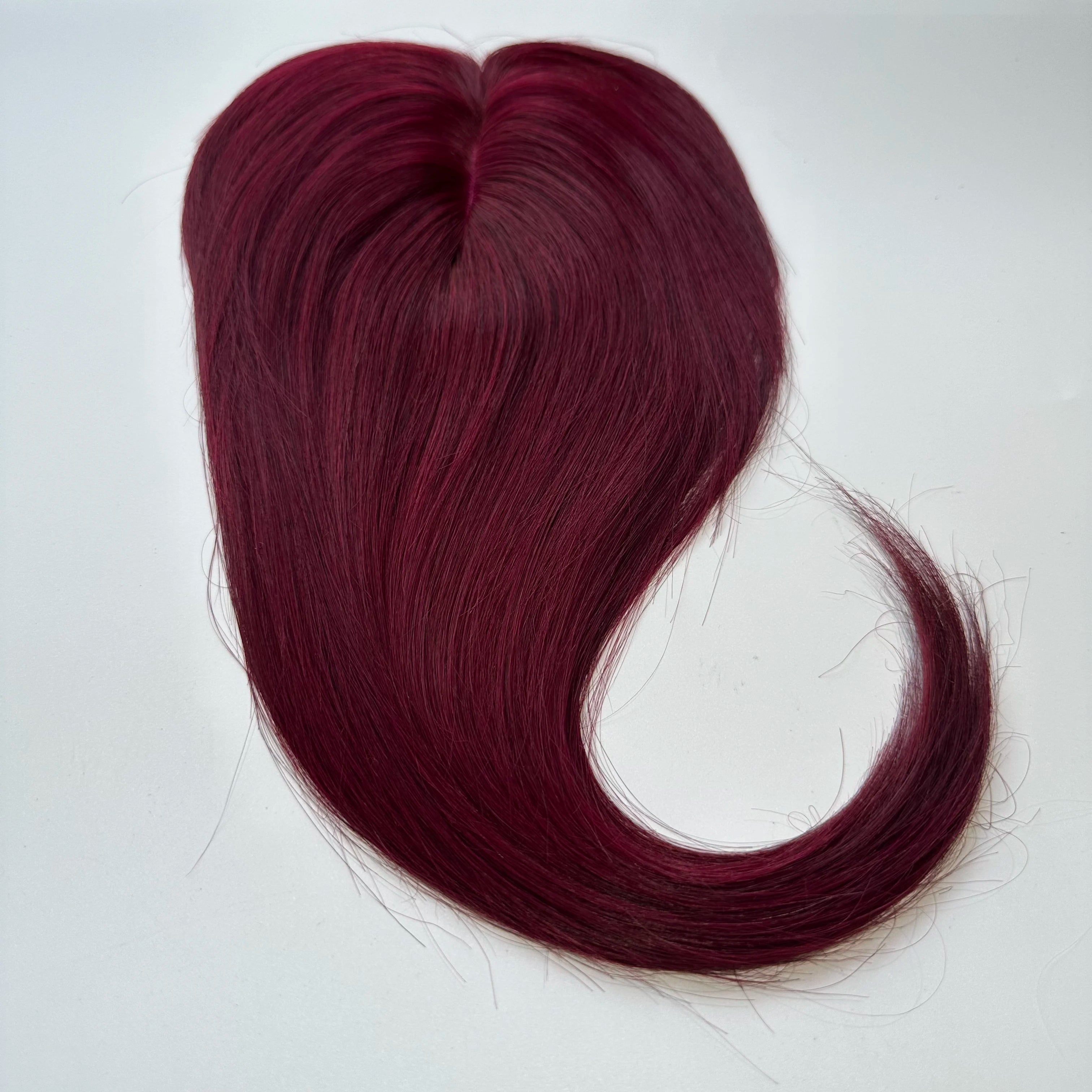 Blonde Straight Human Hair Topper with Bangs – Silk Base Clip-In