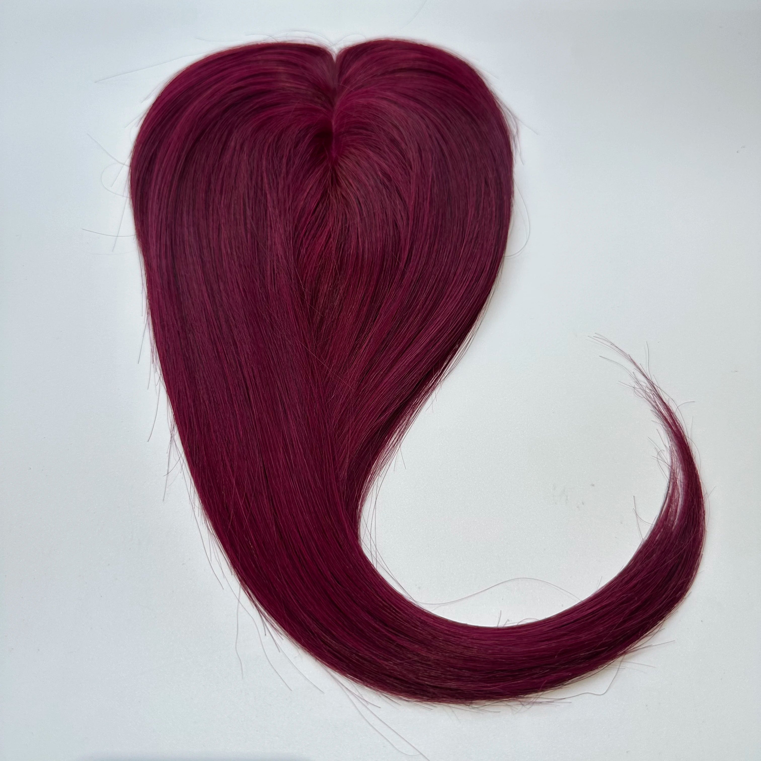 Blonde Straight Human Hair Topper with Bangs – Silk Base Clip-In