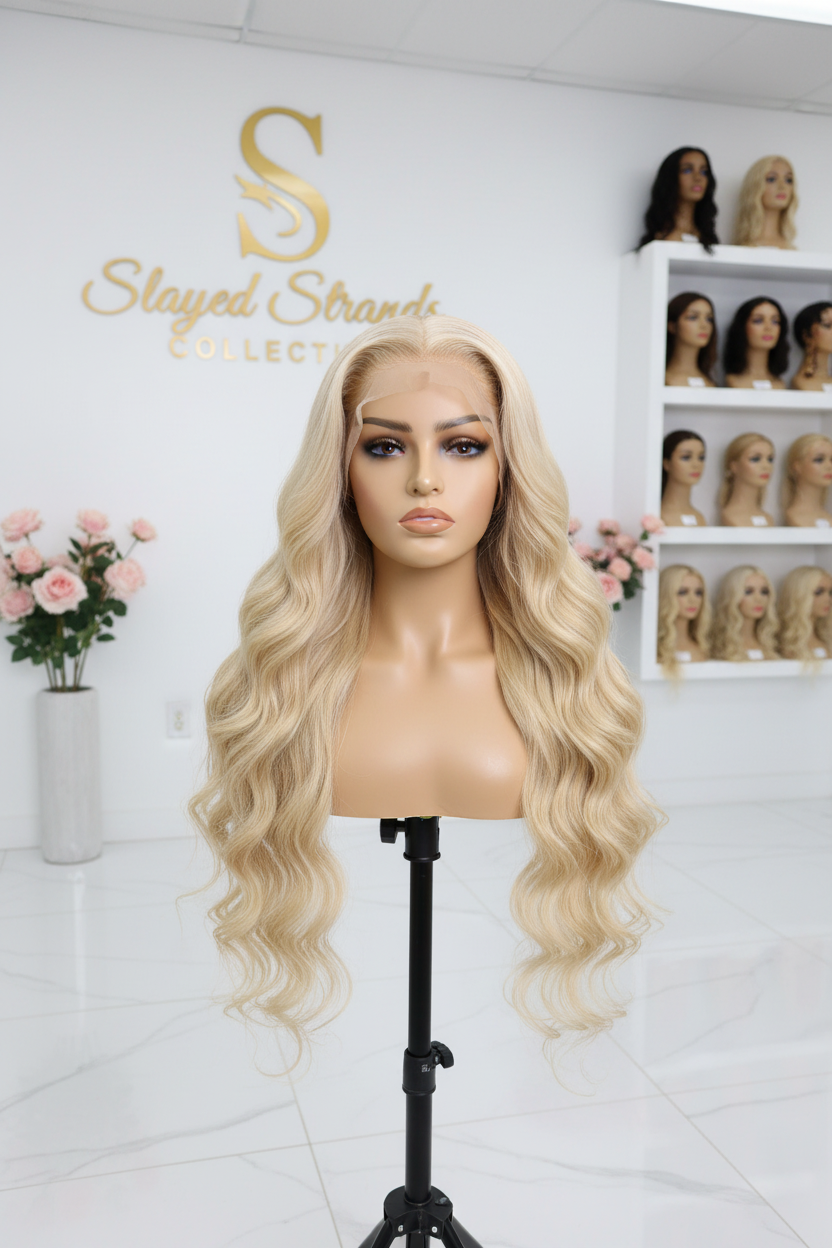 Solène | 613 Honey Blonde Body Wave Lace Front Wig – 13x4 / 13x6 HD Lace | Brazilian Remy Human Hair | 200% & 220% Density | 16–36 Inch