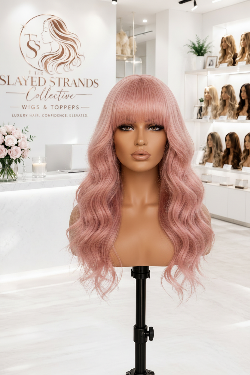 Rosé | Body Wave T-Part Lace Human Hair Wig – Indian Remy | 250% Density | Pink | 8–16 Inch