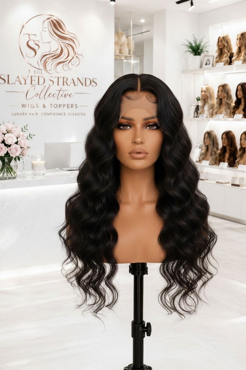 Raven | Long Loose Wave Synthetic Lace Front Wig – 26 Inch | Black | 150% Density