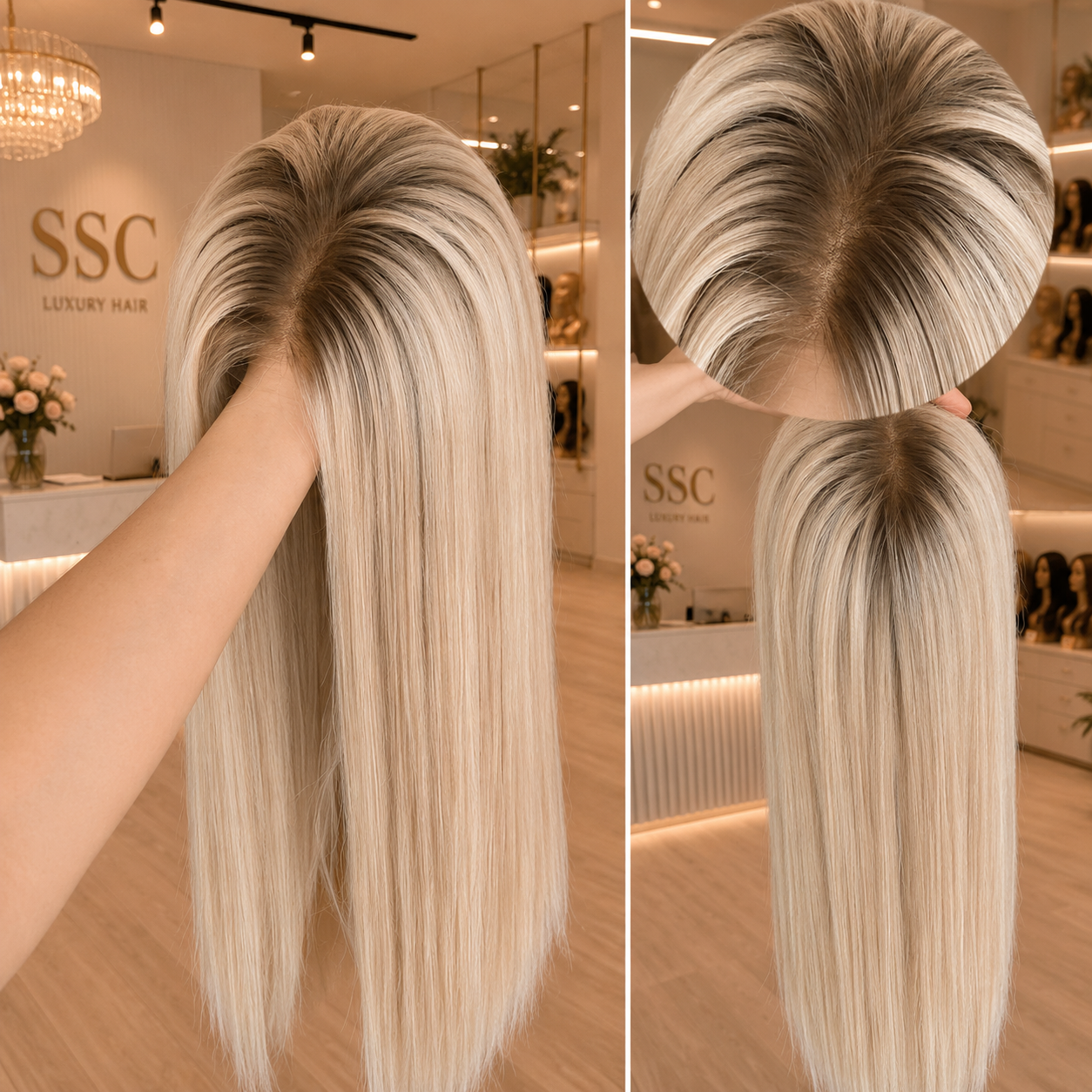 Ash Blonde Highlight Straight 13x6 HD Lace Front Wig