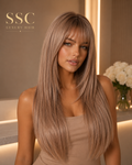 Rose | Rose Gold Straight Layered Synthetic Wig with Bangs