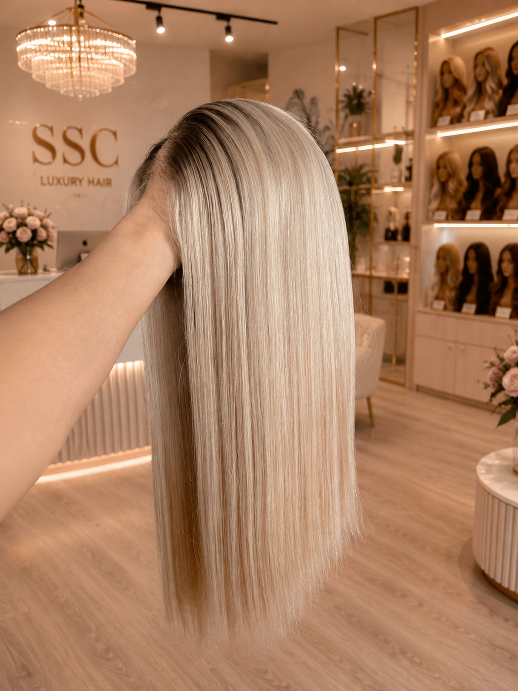 Ash Blonde Highlight Straight 13x6 HD Lace Front Wig