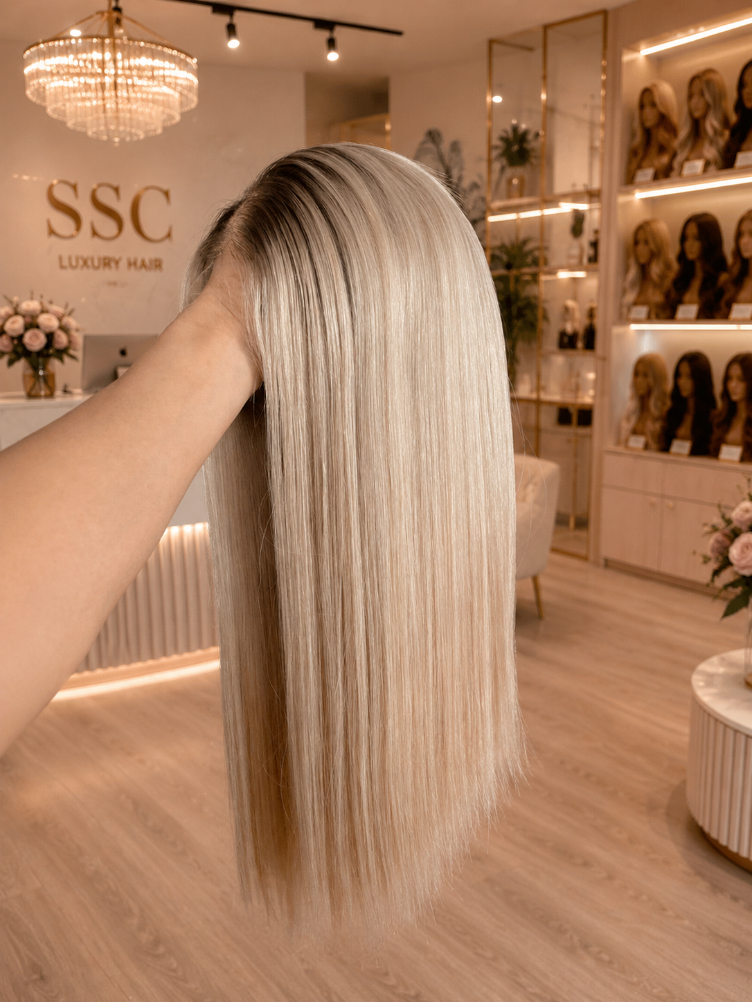 Ash Blonde Highlight Straight 13x6 HD Lace Front Wig