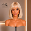 Short Bob Wig – 613 Blonde with Bangs | 100% Human Hair