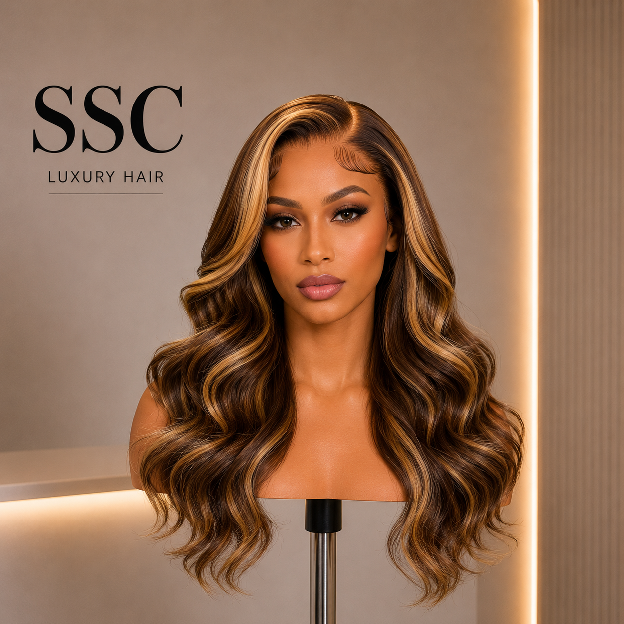 4/27 Honey Blonde Highlight Ombre Body Wave Glueless Lace Wig