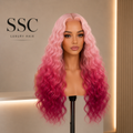 Gradient Pink Curly Lace Front Wig – 200% Density | 13x4 HD Transparent Lace | Glueless