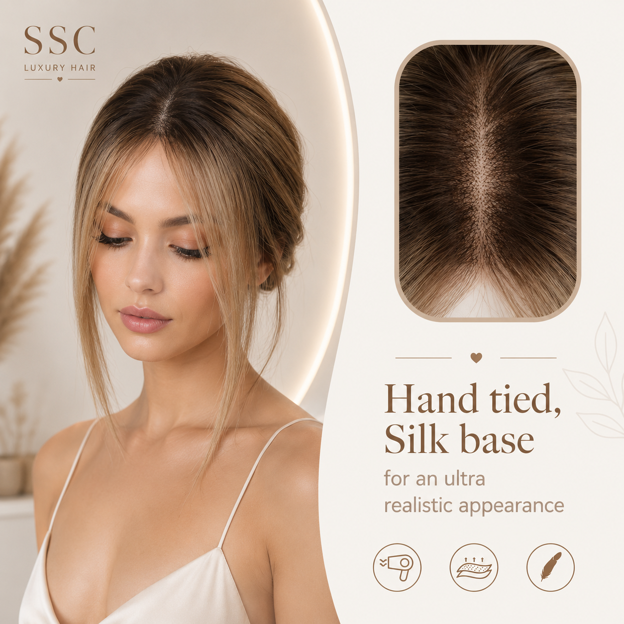 Ombre Grey Ash Blonde Remy Human Hair Topper – Silk Base 12 Inch