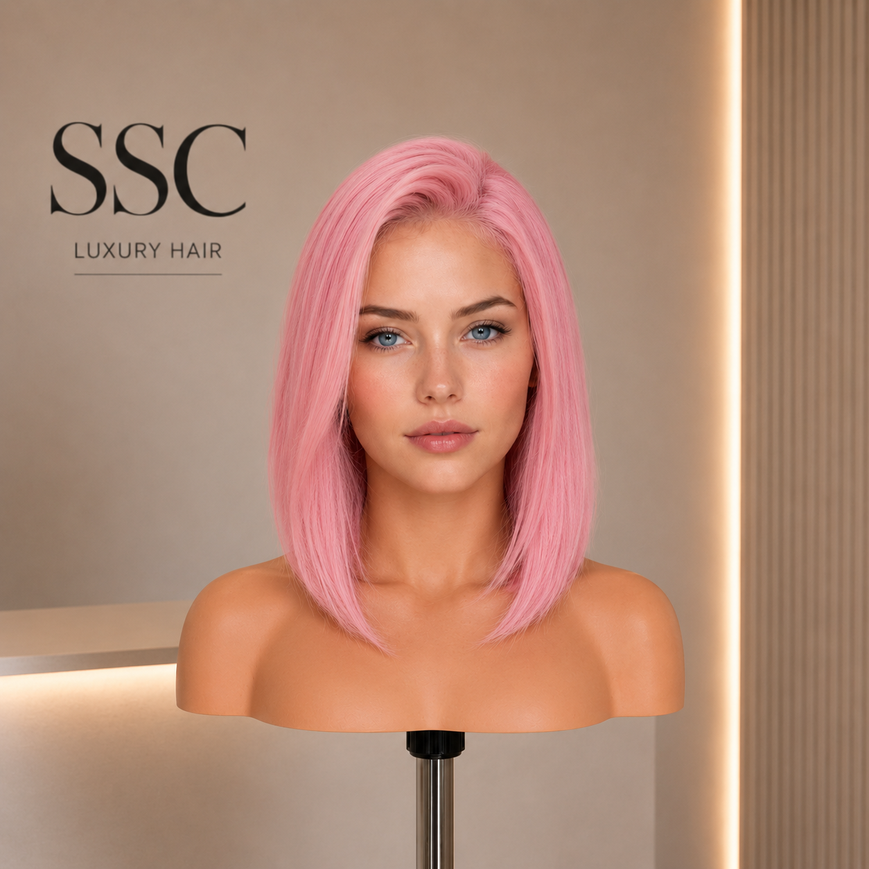 Pink Short Straight Bob 13x4 Lace Frontal Wig 180%