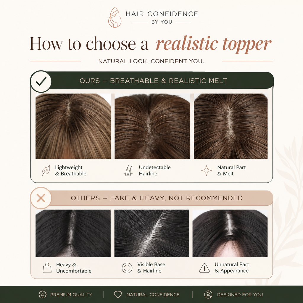 Straight Remy Human Hair Topper with Bangs – Silk Base, Multi-Shade